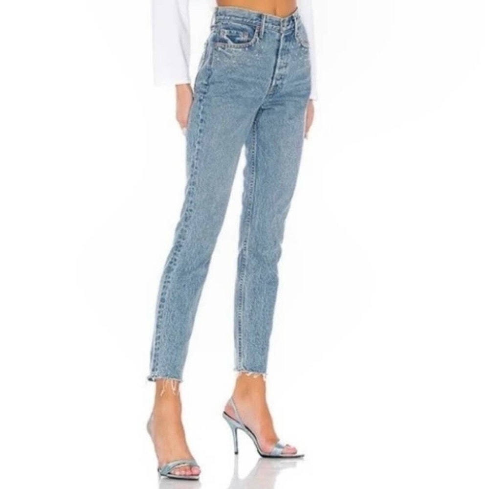 GRLFRND Karolina Jeans Womens 27 Blue Glamrock Studded Crystal High Rise Denim